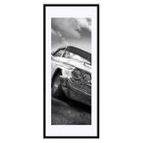 Quadro Decorativo em Preto e Branco Frente Carro Antigo com Grade Cromada 50x120cm - Decore pronto