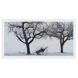 Quadro Decorativo em Preto e Branco Inverno Neve Árvores 70x40cm - Decore pronto