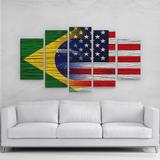 Quadro Decorativo EUA Brasil e Estados Unidos em mdf - Rcs decorações