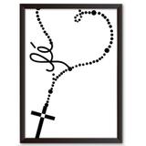 Quadro Decorativo - Fé com terço - 46x34cm - Cool art