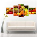 Quadro Decorativo Frutas Restaurantes Cozinha 5 Peças TT8 - Vital