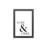 Quadro decorativo I Can I Will 23x33cm cinza Infinity
