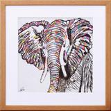 Quadro Decorativo Ilustração Elefante Colorido 40x40cm - Decore pronto