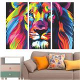 Quadro Decorativo Leão Colorido Hall 95x65cm - Quadros mais