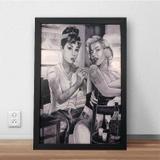 Quadro Decorativo Metal Tattoo Audrey Marilyn Preto 40x30x1 - Maisaz