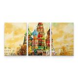 Quadro Decorativo Moscou Catedral São Basílio em 3 Telas - Bimper