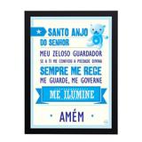 Quadro Decorativo Oração do Santo Anjo Azul 33x45cm - Cantaki