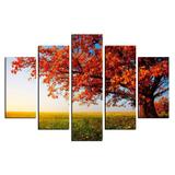 Quadro decorativo paisagem Arvore vermelha para sala em mdf - Rcs decorações