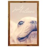 Quadro Decorativo Pet Cachorro com Moldura Rústica e Frase Apenas Acredite 40x60cm - Decore pronto