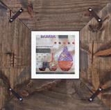 Quadro Decorativo Rústico com Tachas nos Cantos Vasos IV - 40x40cm - Decore pronto