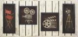 Quadro Decorativo Rústico Objetos Cinema Retrô 140x70cm - Decore pronto