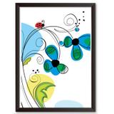 Quadro Decorativo - Traços Joaninha e Flores - 46x34cm - Cool art