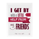Quadro Decorativo With a Little Help From My Friends Beatles 24x33cm - Cantaki