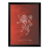 QUADRO HOUSE LANNISTER GAME OF THRONES - TAMANHO A2 - Moldura Preta Com Acrílico - Pôster no quadro