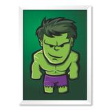 QUADRO HULK - TAMANHO A4 - Moldura Branca Com Acrílico - Pôster no quadro