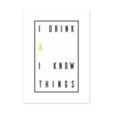 QUADRO I DRINK I KNOW THINGS - TAMANHO A5 - Placa Decorativa - MDF - Pôster no quadro