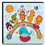 Quadro Infantil Animais no Arco-íres Canvas 30x30cm-INF104 - Lubrano decor