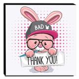Quadro Infantil Coelhinha Thank You Canvas 30x30cm-INF51 - Lubrano decor