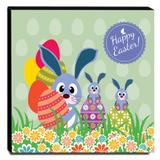 Quadro Infantil Coelhinhos Ovos da Páscoa Canvas 30x30cm-INF76 - Lubrano decor
