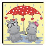 Quadro Infantil Hipopótamos Canvas 30x30cm-INF327 - Lubrano decor
