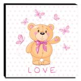 Quadro Infantil Ursinho Love Canvas 30x30cm-INF140 - Lubrano decor