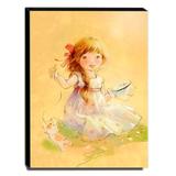 Quadro Infantil Vintage Menina e Gatinho Canvas 40x30cm-INF459 - Lubrano decor