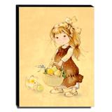 Quadro Infantil Vintage Menina e Gatinho Canvas 40x30cm-INF460 - Lubrano decor