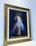 Quadro jesus misericordioso grande com vidro e moldura - Armazém católico