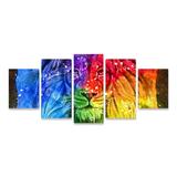 Quadro Leão Colorido Efeito Pintura Moderna Decorativo PEQ - Bimper
