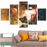 Quadro Leão e Jesus Para Decoração De Interiores 114x65cm - Quadros mais