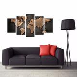 Quadro Mapa Mundi Moderna Decor Casa 5 Peças - Quadros mais