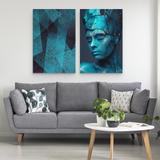 Quadro Moderno A Mulher Abstrata Decorativo Grande Duo Azul Turquesa Enorme - Bimper