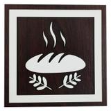 Quadro pão em mdf tabaco para decoração de cozinha 20x20cm - Prat slim