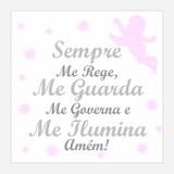 Quadro para Quarto de Bebê Menina Oração Santo Anjo 30x30cm - Decore pronto