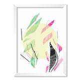 QUADRO PÁSSARO ASA EM CORES ABSTRATAS - TAMANHO A5 - Moldura Branca Com Acrílico - Pôster no quadro
