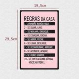 Quadro Placa Decorativa - Frases - Regras da Casa - Colorido - 29,5x19,5cm - Cia laser