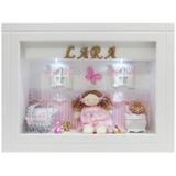 Quadro Porta Maternidade - Listra Rosa Borboleta - Nita baby