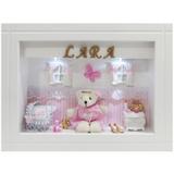 Quadro Porta Maternidade - Listra Rosa Borboleta - Nita baby