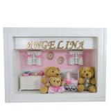 Quadro Porta Maternidade Personalizado - Arabesco Rose Família - Nita baby