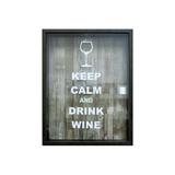 Quadro Porta Rolha em Madeira Keep Calm And Drink Wine 32x42cm Imbuia - Kapos
