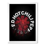 QUADRO RED HOT CHILI PEPPERS - TAMANHO A5 - Moldura Branca Com Acrílico - Pôster no quadro