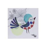 Quadro Tecido 20 x 20 - Passaro Bola Amarela - Marlowa Voa - Uatt