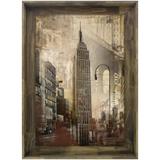 Quadro Tela Decorativa com Moldura Rústica Empire State Building de Nova York 80x110cm - Decore pronto