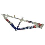 Quadro Vikingx Tuff 25 Aro 26 Mtb DownHill Street Prata/Azul
