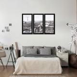 Quadros Decorativos Combo Kit com 3 Quadros em Preto e Branco Paris Torre Eiffel - 150x100cm - Decore pronto