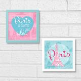 Quadros Quarto Infantil Paris Rosa Carambola