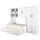 Quarto Chiara 4 Peças Roupeiro 2 portas,Módulo Aéreo e Cama com Aux. com Colchões D20 - Phoenix Baby