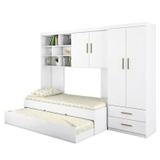 Quarto Chiara 4 Peças Roupeiro, Módulo Aéreo e Cama com Aux. com Colchões D33 e D20 - Phoenix Baby