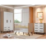 Quarto De Bebê Retrô com Guarda Roupa + Cômoda + Berço - Qmovi
