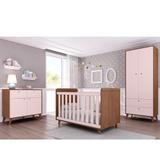 Quarto Infantil Retrô com Guarda Roupa, Cômoda e Berço Multimóveis